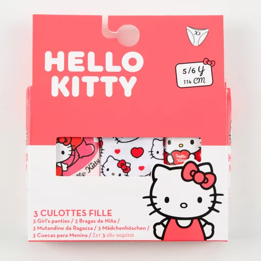 Hello Kitty Hearts gyerek fehérnemű, bugyi 3 darab/csomag 3 - 8 év / 98 - 128 cm