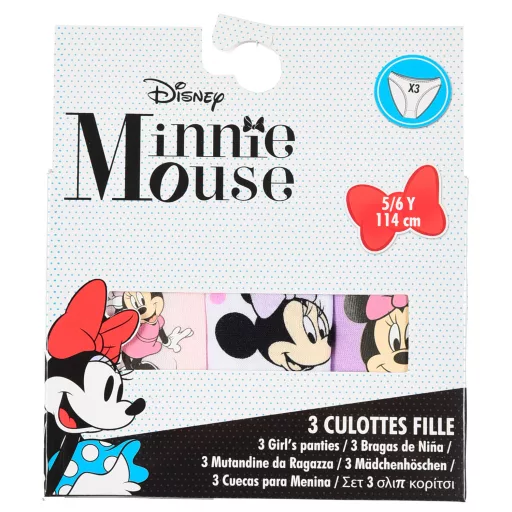 Disney Minnie Purple gyerek fehérnemű, bugyi 3 darab/csomag 3 - 8 év / 98 - 128 cm