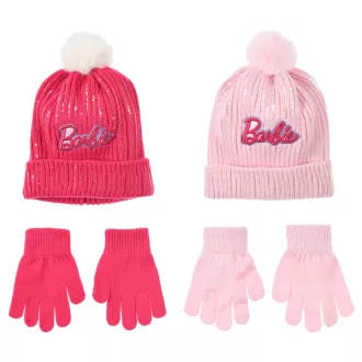 Barbie Pink flitteres gyerek sapka + kesztyű szett 52-54 cm