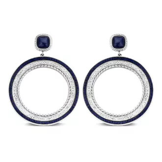 Victoria Ezüst színű kék, fehér köves fülbevaló