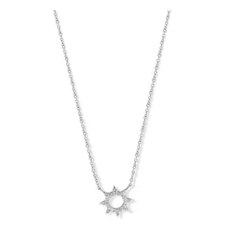 Victoria Ezüst színű fehér köves nap nyaklánc