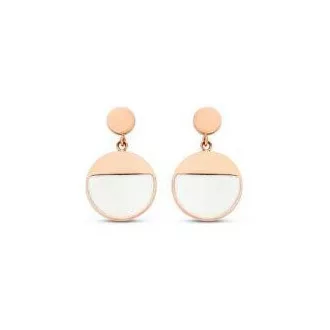 Victoria Rose gold színű fehér mintás fülbevaló