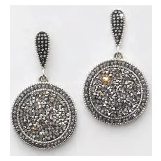 Victoria Ezüst színű fekete köves fülbevaló