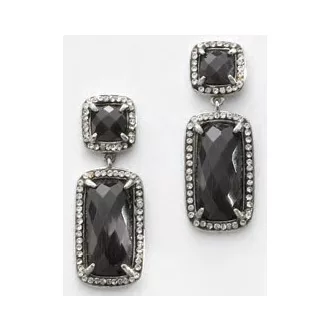 Victoria Ezüst színű fekete köves fülbevaló