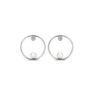 Victoria Ezüst színű fehér gyöngyös fülbevaló