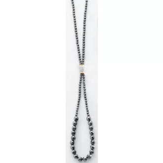 Victoria Fehér köves fekete gyöngyös nyaklánc