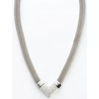 Victoria Ezüst színű fehér köves hálós nyaklánc