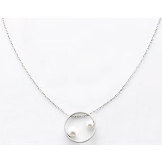 Victoria Ezüst színű fehér gyöngyös nyaklánc