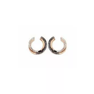 Victoria Rose gold színű fekete, fehér köves fülbevaló