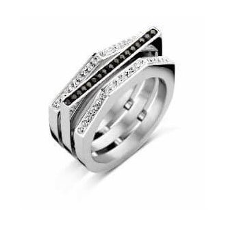 Victoria Ezüst színű fekete, fehér köves gyűrű